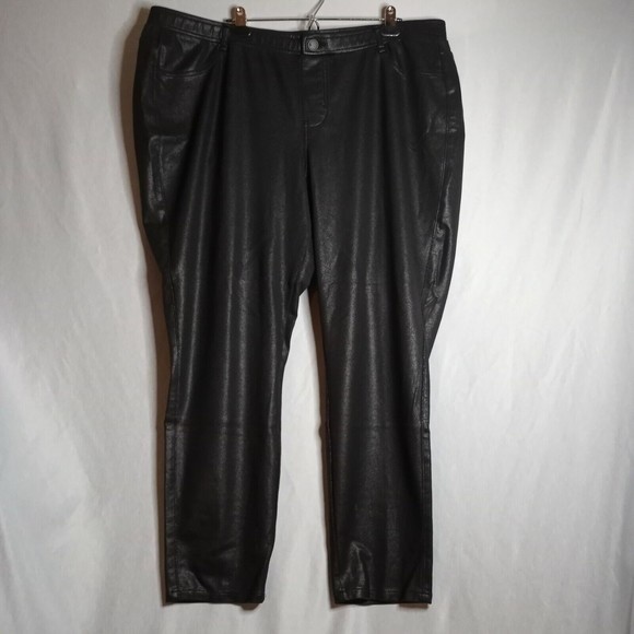 Lane Bryant Black Faux Leather Look Pull-On Women's Pants Size 26 - Picture 1 of 7